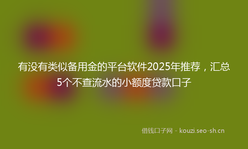 有没有类似备用金的平台软件2025年推荐，汇总5个不查流水的小额度贷款口子