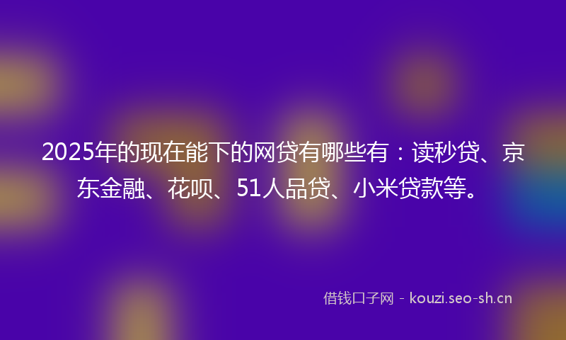 2025年的现在能下的网贷有哪些有：读秒贷、京东金融、花呗、51人品贷、小米贷款等。