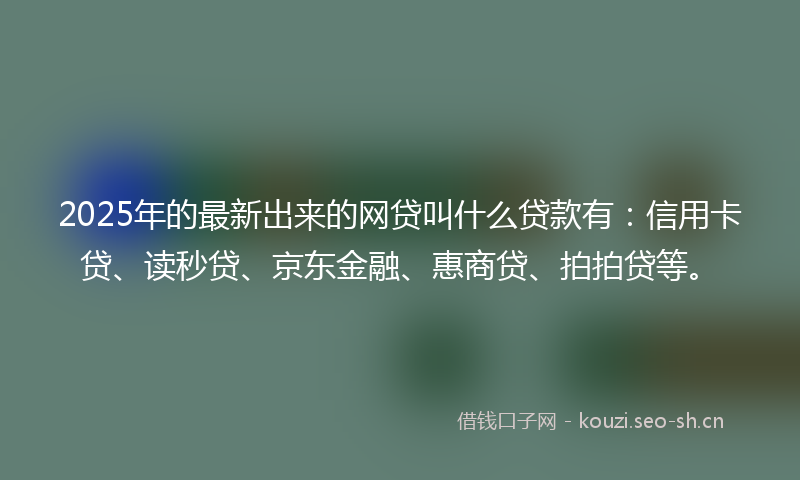 2025年的最新出来的网贷叫什么贷款有:信用卡贷、读秒贷、京东金融、惠商贷、拍拍贷等。