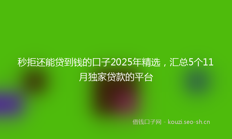 秒拒还能贷到钱的口子2025年精选，汇总5个11月独家贷款的平台