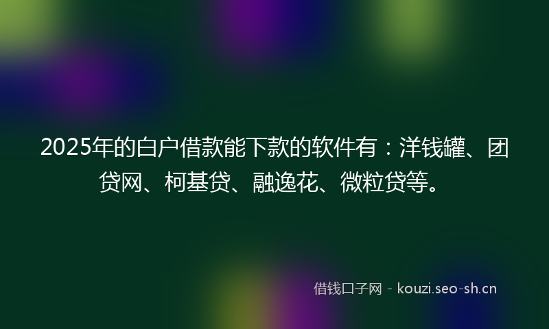 2025年的白户借款能下款的软件有：洋钱罐、团贷网、柯基贷、融逸花、微粒贷等。