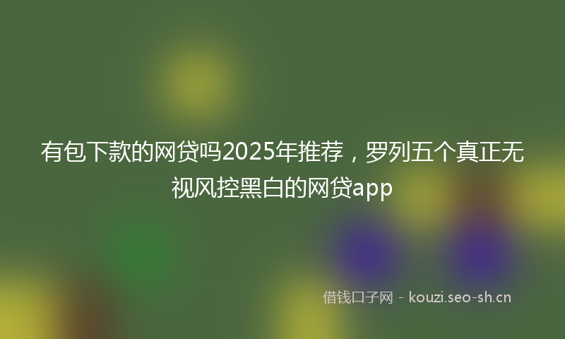 有包下款的网贷吗2025年推荐，罗列五个真正无视风控黑白的网贷app