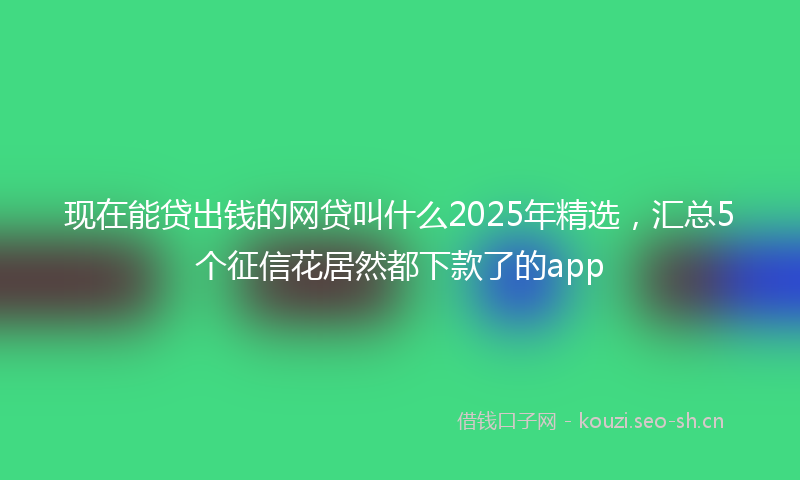 现在能贷出钱的网贷叫什么2025年精选，汇总5个征信花居然都下款了的app