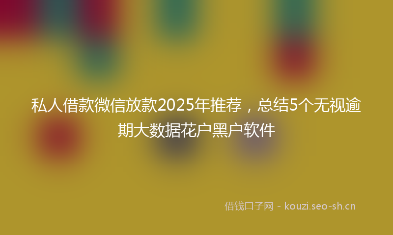 私人借款微信放款2025年推荐，总结5个无视逾期大数据花户黑户软件