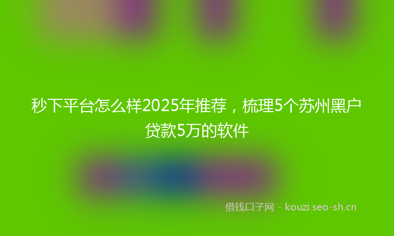 秒下平台怎么样2025年推荐,梳理5个苏州黑户贷款5万的软件