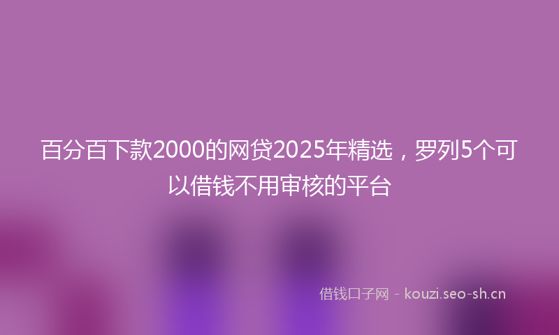 百分百下款2000的网贷2025年精选,罗列5个可以借钱不用审核的平台