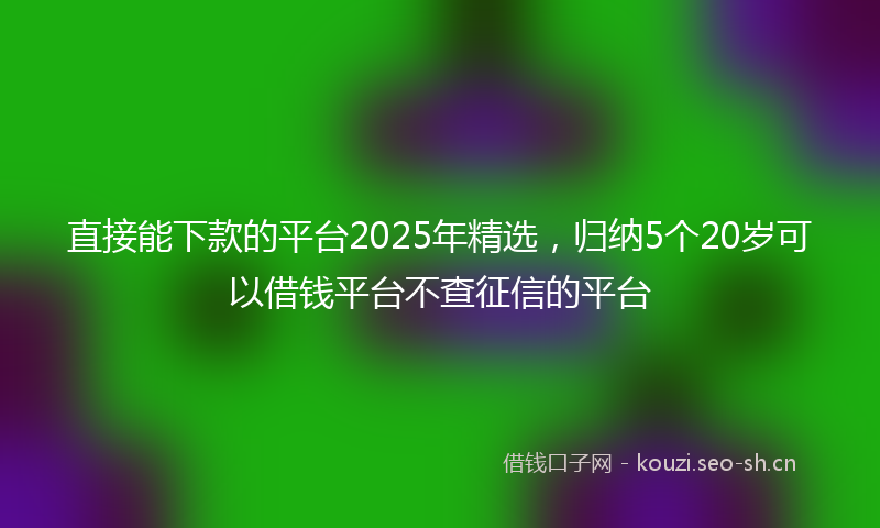 直接能下款的平台2025年精选，归纳5个20岁可以借钱平台不查征信的平台