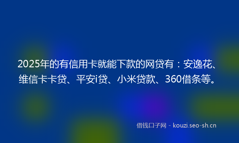 2025年的有信用卡就能下款的网贷有：安逸花、维信卡卡贷、平安i贷、小米贷款、360借条等。