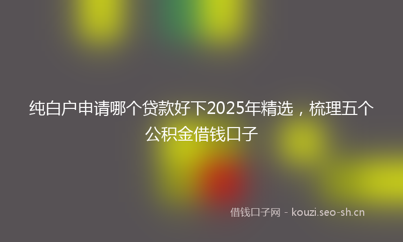 纯白户申请哪个贷款好下2025年精选,梳理五个公积金借钱口子