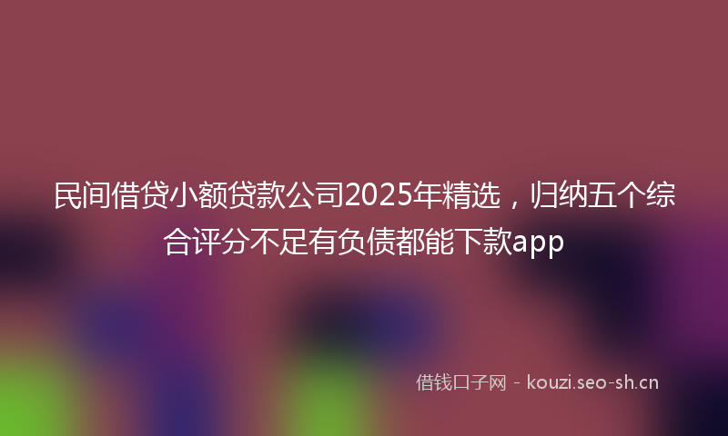 民间借贷小额贷款公司2025年精选，归纳五个综合评分不足有负债都能下款app
