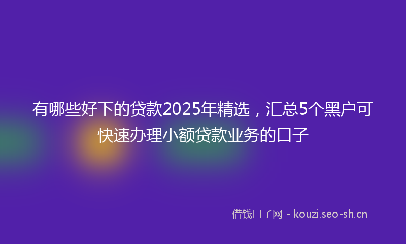 有哪些好下的贷款2025年精选，汇总5个黑户可快速办理小额贷款业务的口子
