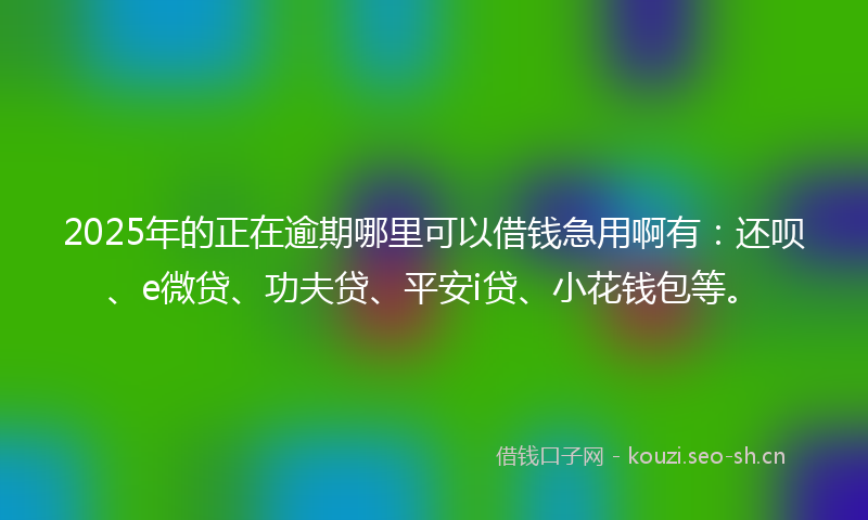 2025年的正在逾期哪里可以借钱急用啊有：还呗、e微贷、功夫贷、平安i贷、小花钱包等。