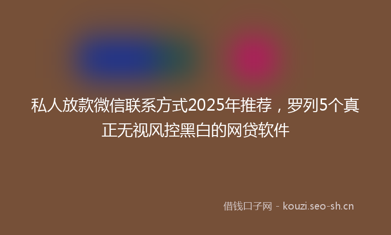 私人放款微信联系方式2025年推荐，罗列5个真正无视风控黑白的网贷软件