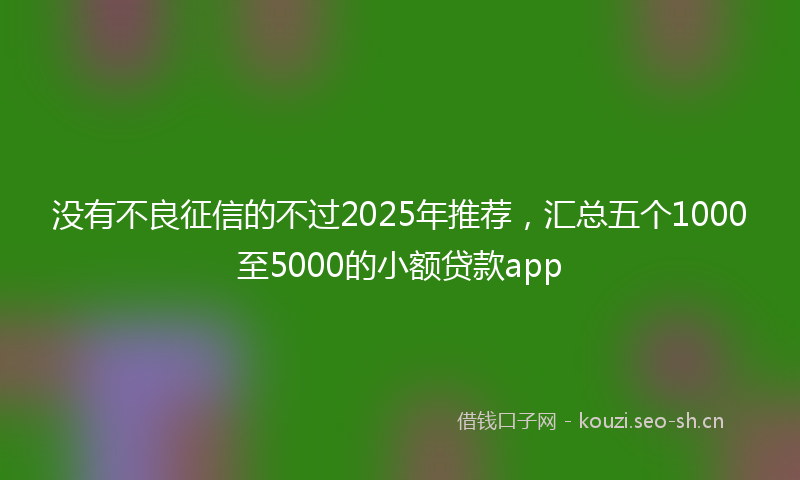 没有不良征信的不过2025年推荐，汇总五个1000至5000的小额贷款app