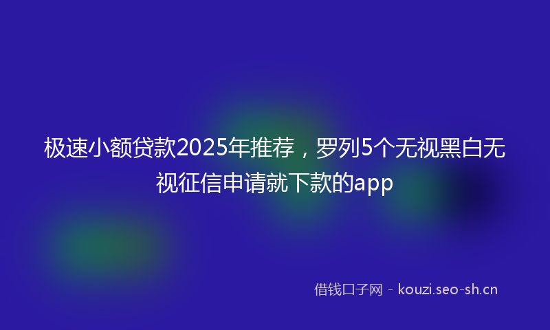 极速小额贷款2025年推荐，罗列5个无视黑白无视征信申请就下款的app