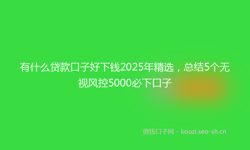 有什么贷款口子好下钱2025年精选，总结5个无视风控5000必下口子