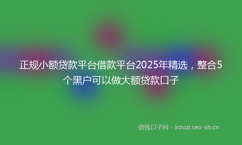 正规小额贷款平台借款平台2025年精选，整合5个黑户可以做大额贷款口子