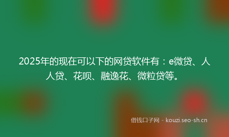 2025年的现在可以下的网贷软件有：e微贷、人人贷、花呗、融逸花、微粒贷等。
