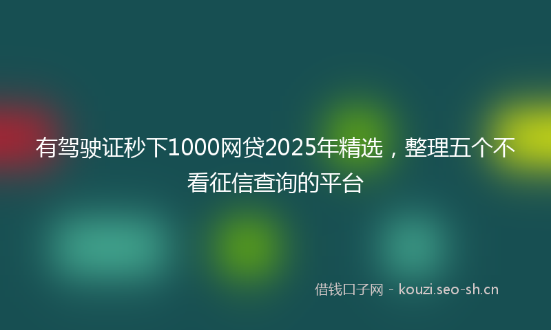 有驾驶证秒下1000网贷2025年精选，整理五个不看征信查询的平台