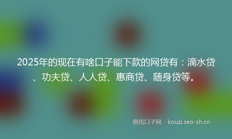 2025年的现在有啥口子能下款的网贷有：滴水贷、功夫贷、人人贷、惠商贷、随身贷等。
