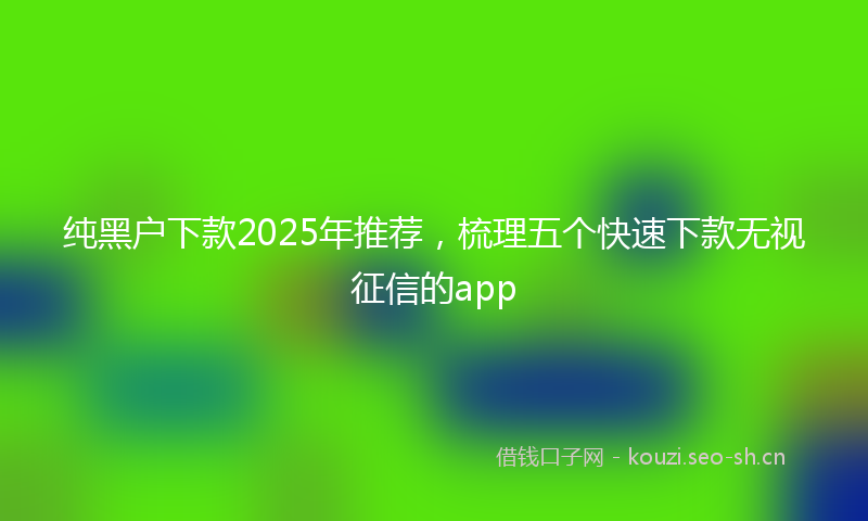 纯黑户下款2025年推荐，梳理五个快速下款无视征信的app
