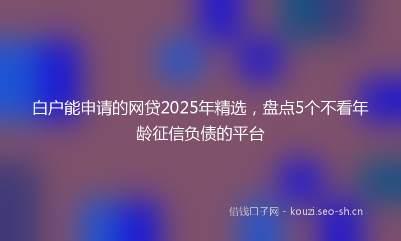 白户能申请的网贷2025年精选，盘点5个不看年龄征信负债的平台