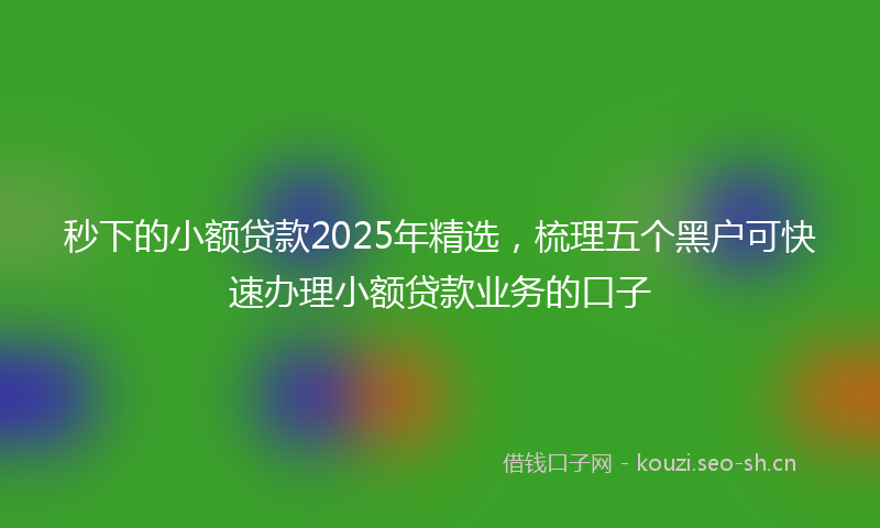 秒下的小额贷款2025年精选，梳理五个黑户可快速办理小额贷款业务的口子