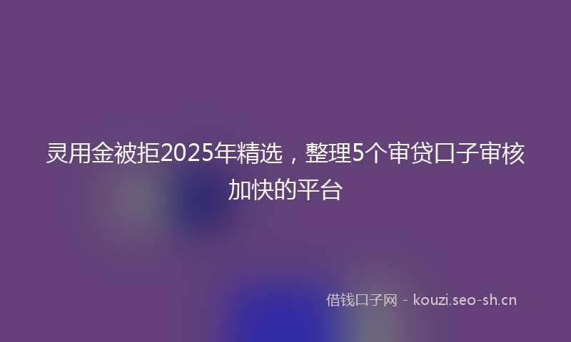 灵用金被拒2025年精选，整理5个审贷口子审核加快的平台