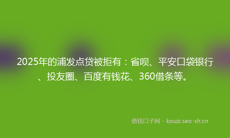 2025年的浦发点贷被拒有：省呗、平安口袋银行、投友圈、百度有钱花、360借条等。