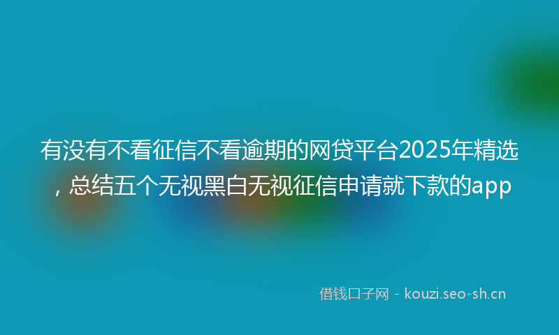 有没有不看征信不看逾期的网贷平台2025年精选，总结五个无视黑白无视征信申请就下款的app