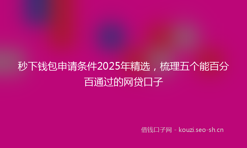 秒下钱包申请条件2025年精选，梳理五个能百分百通过的网贷口子