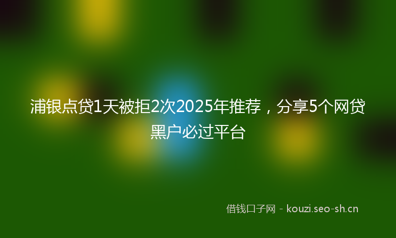 浦银点贷1天被拒2次2025年推荐，分享5个网贷黑户必过平台