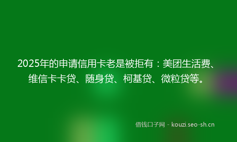 2025年的申请信用卡老是被拒有：美团生活费、维信卡卡贷、随身贷、柯基贷、微粒贷等。