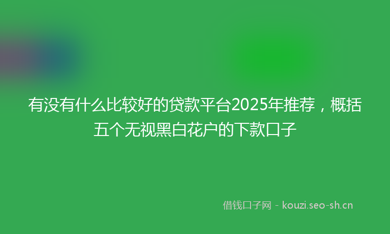 有没有什么比较好的贷款平台2025年推荐，概括五个无视黑白花户的下款口子