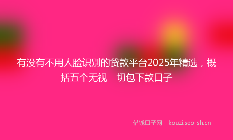 有没有不用人脸识别的贷款平台2025年精选，概括五个无视一切包下款口子