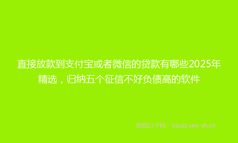 直接放款到支付宝或者微信的贷款有哪些2025年精选，归纳五个征信不好负债高的软件