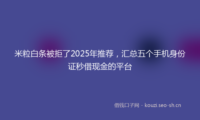 米粒白条被拒了2025年推荐，汇总五个手机身份证秒借现金的平台