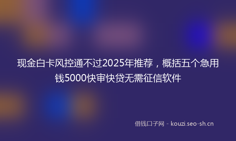 现金白卡风控通不过2025年推荐，概括五个急用钱5000快审快贷无需征信软件