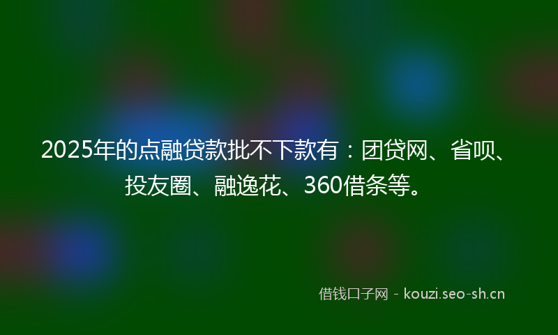 2025年的点融贷款批不下款有：团贷网、省呗、投友圈、融逸花、360借条等。
