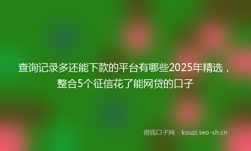 查询记录多还能下款的平台有哪些2025年精选，整合5个征信花了能网贷的口子