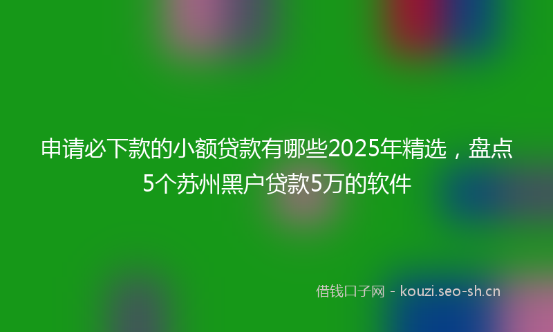 申请必下款的小额贷款有哪些2025年精选，盘点5个苏州黑户贷款5万的软件
