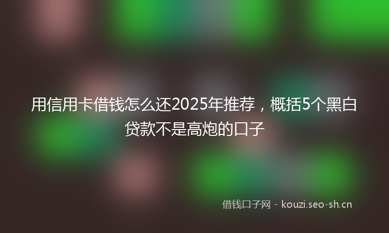 用信用卡借钱怎么还2025年推荐,概括5个黑白贷款不是高炮的口子