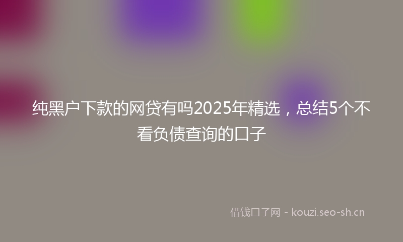 纯黑户下款的网贷有吗2025年精选，总结5个不看负债查询的口子
