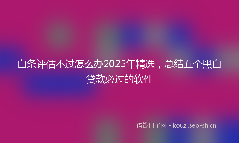 白条评估不过怎么办2025年精选，总结五个黑白贷款必过的软件