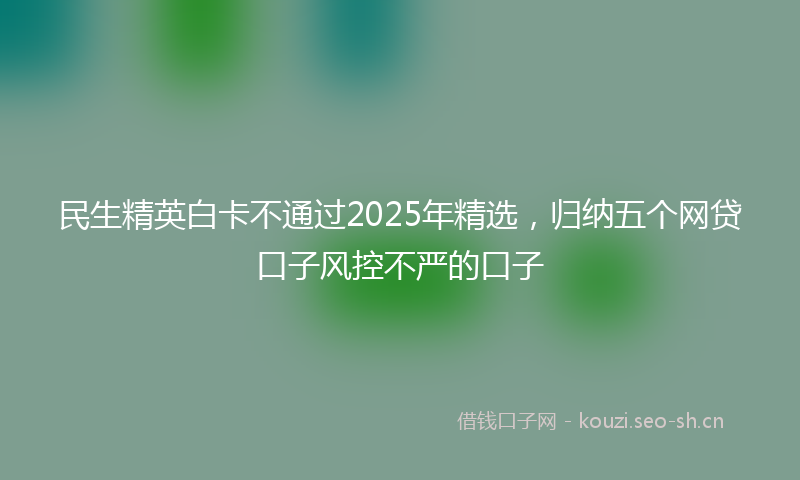 民生精英白卡不通过2025年精选，归纳五个网贷口子风控不严的口子