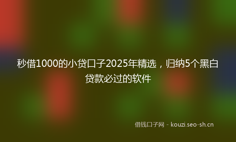 秒借1000的小贷口子2025年精选，归纳5个黑白贷款必过的软件
