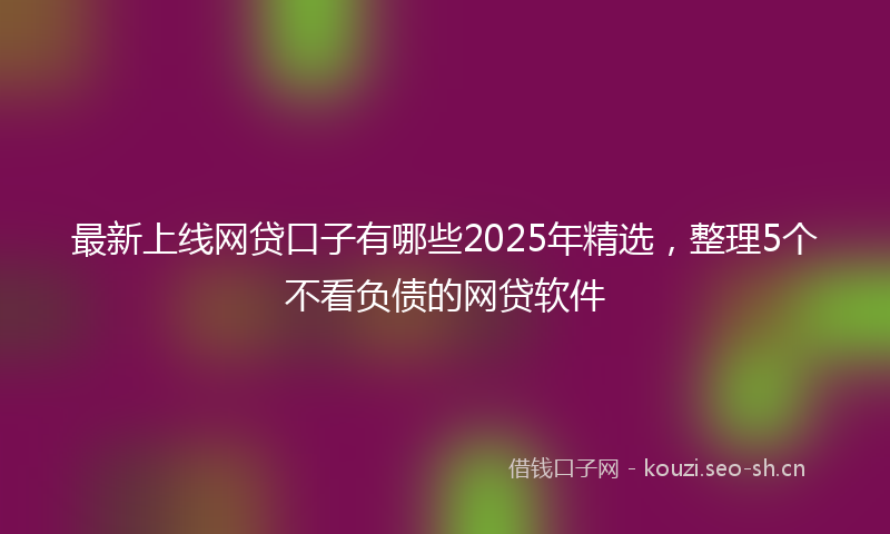 最新上线网贷口子有哪些2025年精选，整理5个不看负债的网贷软件