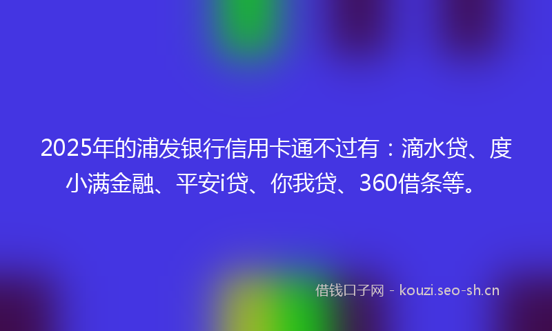 2025年的浦发银行信用卡通不过有:滴水贷、度小满金融、平安i贷、你我贷、360借条等。