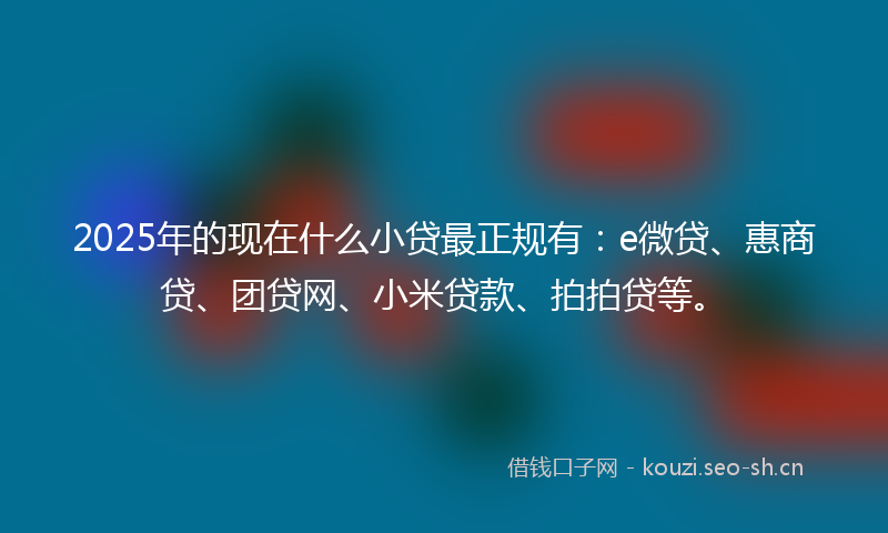 2025年的现在什么小贷最正规有：e微贷、惠商贷、团贷网、小米贷款、拍拍贷等。