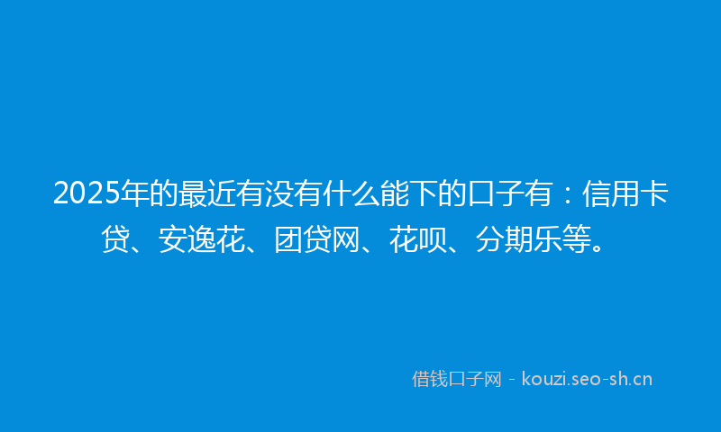 2025年的最近有没有什么能下的口子有：信用卡贷、安逸花、团贷网、花呗、分期乐等。